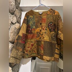 Vintage Raiment fashions inc New York.boho jacket stitching embroidery. Size M.